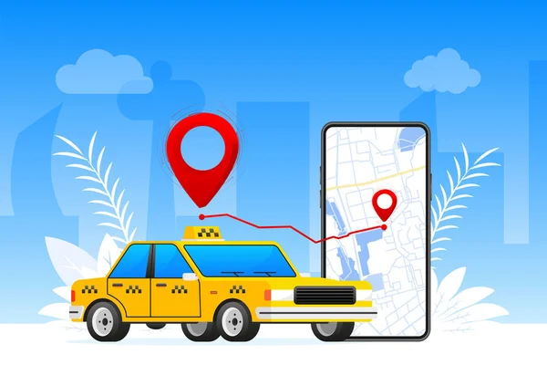 Мобильное Приложение Такси Такси Заказать Онлайн Векторная Иллюстрация — стоковый вектор