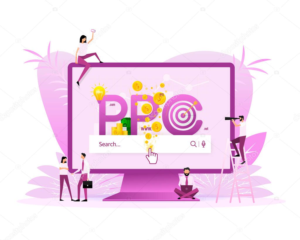 Ppc people. Web search concept. Business concept.Vector illustration digital design.