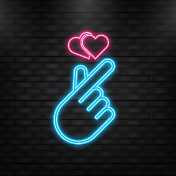 Doodle Love Heart Hand Gesture Print Design Vector Illustration Flat — Vetor de Stock