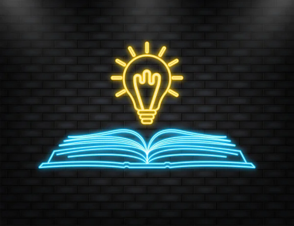 Ideas Book Light Bulb Power Knowledge Sign Vector Illustration — Stock vektor