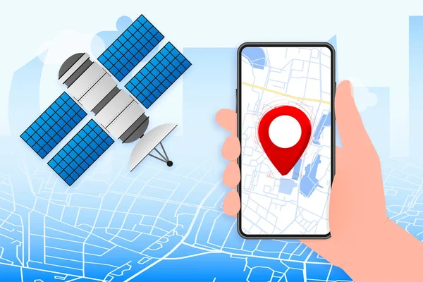 Штучні Супутники Gps Концепція Язку Навігації Векторні Ілюстрації — стоковий вектор