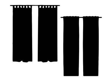 Büyük ve uzun perdeler. Vektör resmi.