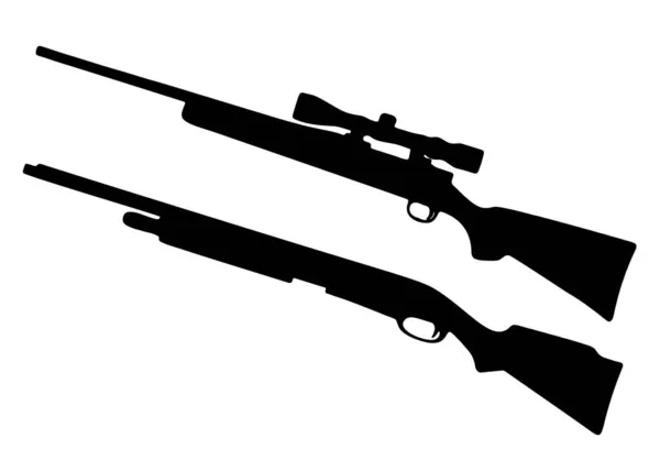 猎枪包括有瞄准镜和无瞄准镜 矢量图像 — 图库矢量图片