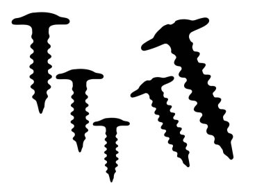 Büyük ve kendi kendine dokunan vidalar da dahil. Vektör resmi.