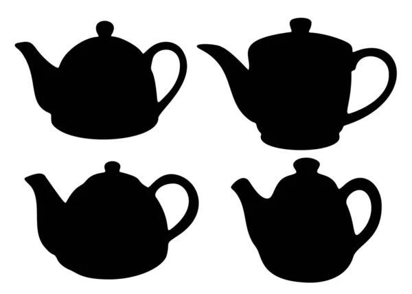 ティーポットはセットでお茶を飲むために小さいです ベクトル画像 — ストックベクタ