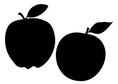 Yapraklı elmalar. Vektör resmi.