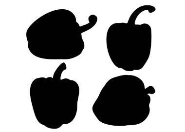 Sette farklı şekillerde tatlı biberler. Vektör resmi.