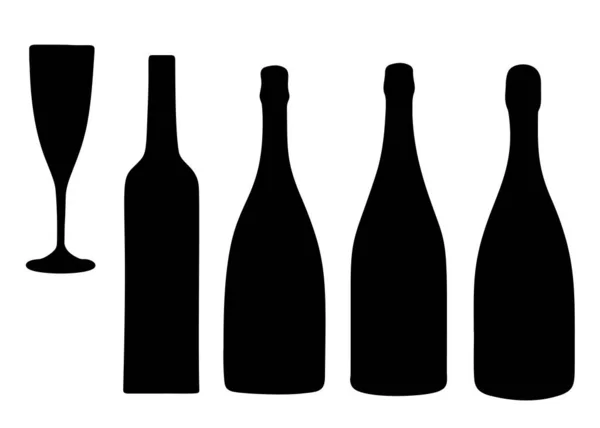 Botellas Vino Set Imagen Vectorial — Vector de stock