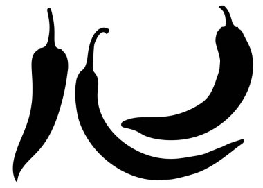 Hot peppers in the set. Vector image.