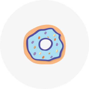 Elle çizilmiş çörek. Doodle stili vektör illüstrasyonu. Kartpostallar, davetiyeler veya oher grafik ve web tasarımı için tasarım ögesi.