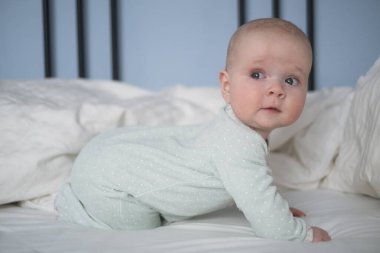 Sevimli küçük bebek portresi. Şirin bir kız.