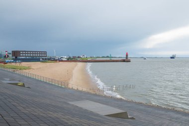 Bremerhaven, Almanya, 10 Ekim 2019: Bremerhafen, Almanya 'daki sahil bölgesi.