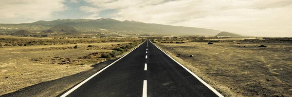 Long Way Straight Road Desert Both Side Banner Header Travel — Stockfoto