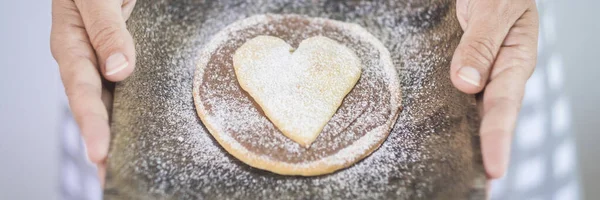 Encabezado Pancarta Hecha Casa Pastel Panadería Con Símbolo Del Hogar — Foto de Stock