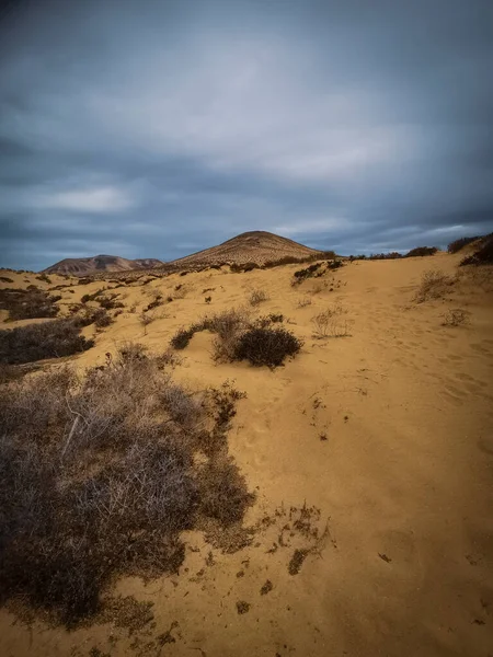Desert Landscape Sand Hills Overcast Sky — стоковое фото