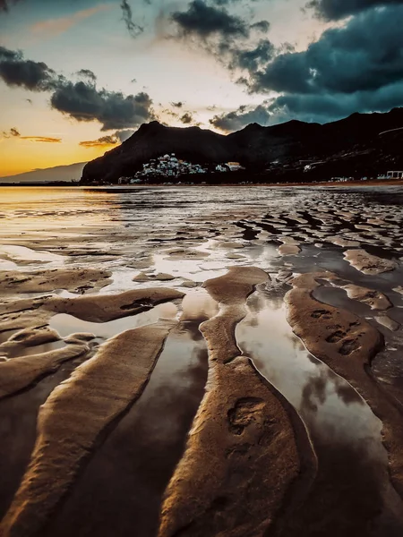 Vue Sol Incroyable Paysage Plage Avec Sable Eau Mer Superbes — Photo