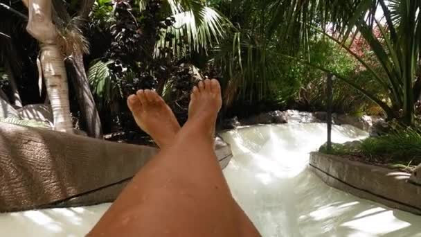 Female Legs Water Slide Aqua Park — Video