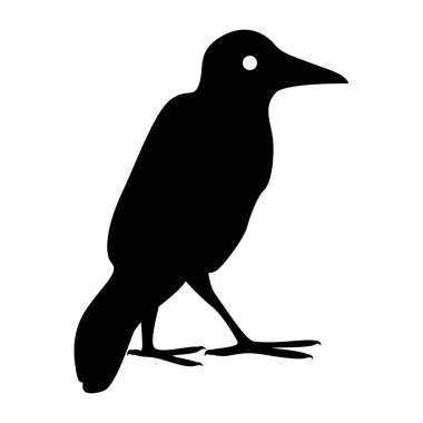 Karga silueti. Oturan bir karganın çizim silueti