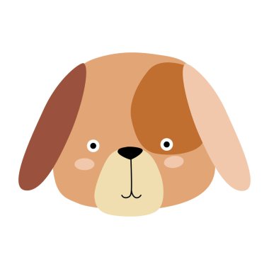 Köpek kafası, hoş bir illüstrasyon. Çizgi film biçimi karakteri beyazda izole edildi.