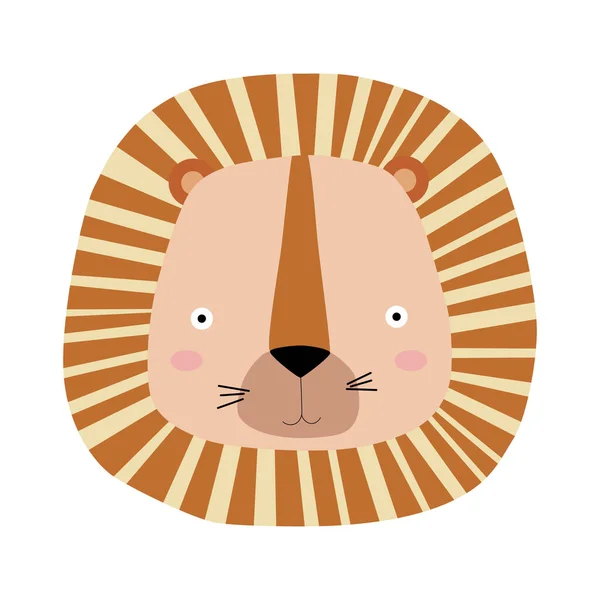 かわいいキャラクターライオンの頭 漫画風の動物の子供のイラスト — ストックベクタ