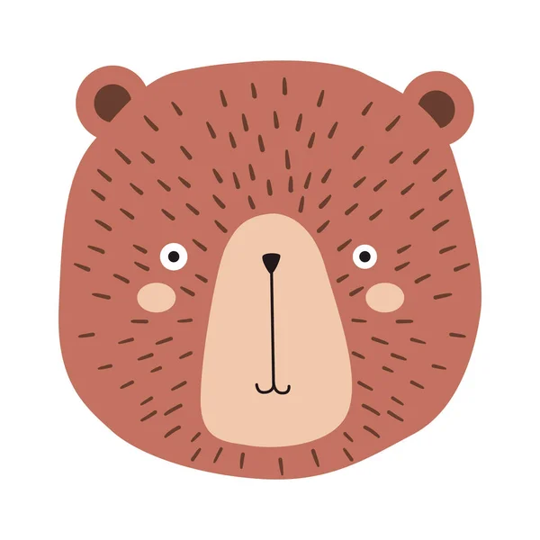 Jolie Tête Ours Dessin Animé Illustration Dessinée Main Joli Grizzli — Image vectorielle