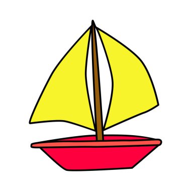 Tekne karalama çizimi. Çocuk çizim tarzı. El çizimi, düz tasarım