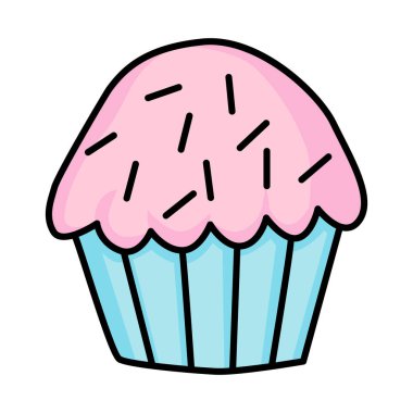 Pasta çizimi. Çocuk çizim tarzı. El çizimi çizimi, düz tasarım