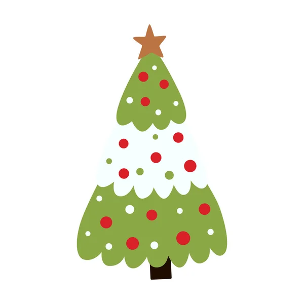 Árbol Navidad Dibujado Mano Ilustración Navidad Diseño Plano — Vector de stock