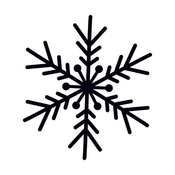 Black Silhouette Snowflake Isolated White Background Hand Drawn Illustration Flat — Stock Vector