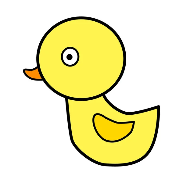 Ilustração Doodle Pato Amarelo Estilo Desenho Infantil Ilustração Desenhada Mão —  Vetores de Stock