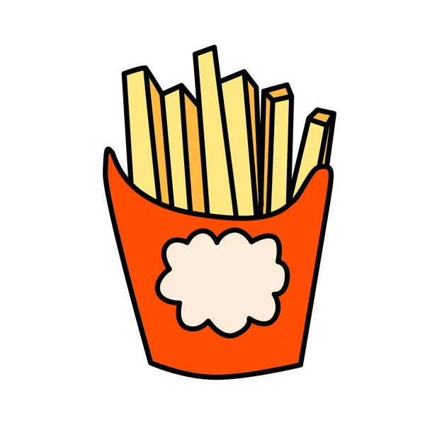 Francês Fries Doodle Ilustração Estilo Desenho Infantil Ilustração Desenhada Mão —  Vetores de Stock