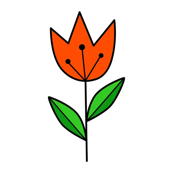 Ilustração Tulipa Estilo Desenho Infantil Ilustração Desenhada Mão Projeto Liso — Vetor de Stock