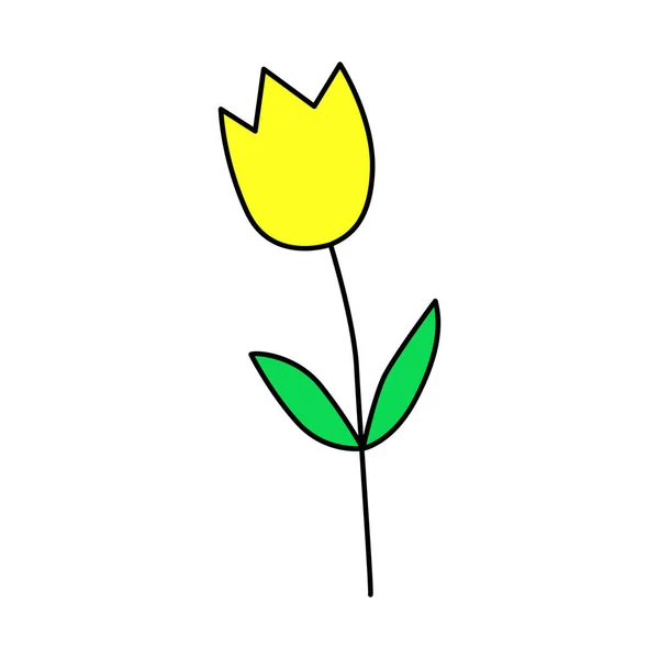 Ilustração Tulipa Estilo Desenho Infantil Ilustração Desenhada Mão Projeto Liso — Vetor de Stock