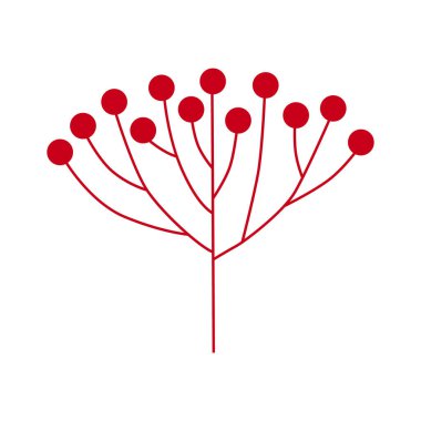 Böğürtlenli bir dal tasviri, düz tasarım.