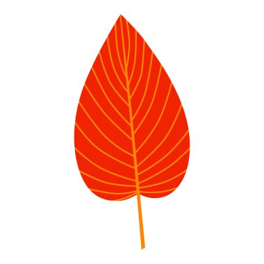 stilize sonbahar yaprağı, düz tasarım, beyaz üzerinde izole