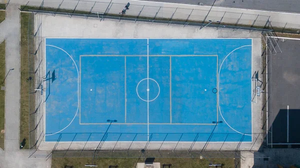 Sportveld Met Verschillende Modaliteiten Futsal Basketbal Volleybal Van Bovenaf Gezien — Stockfoto