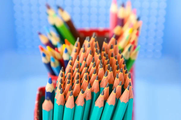 Several Graphite Pencils Material Greenish Tones Foreground Background Pencils Different Stock Picture