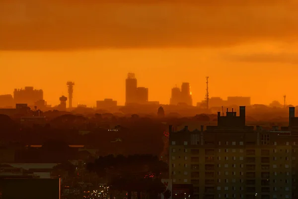 Silhouette Buildings Central Region Curitiba Capital Paran End Day Highlighting — 图库照片