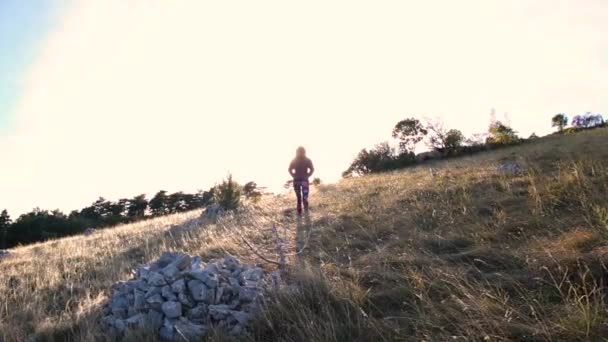 在大自然中行走的女孩 — 图库视频影像