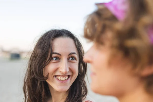 Portrait Cute Lesbian Couple Two Girls Spend Time Tenderly Together — Stock Photo, Image