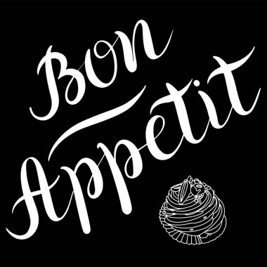 Bon Appetit için harflerle karalama tarzı vektör posteri