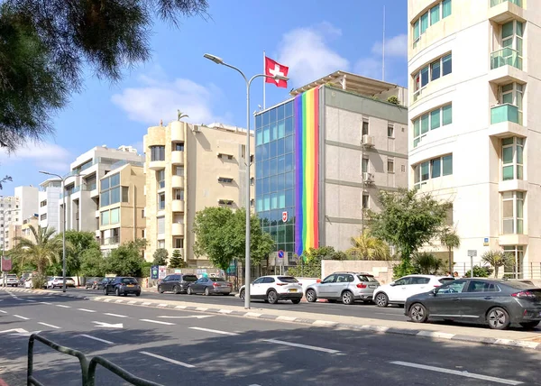 Tel Aviv Yafo Israel Junio 2022 Bandera Lgbt Arco Iris — Foto de Stock