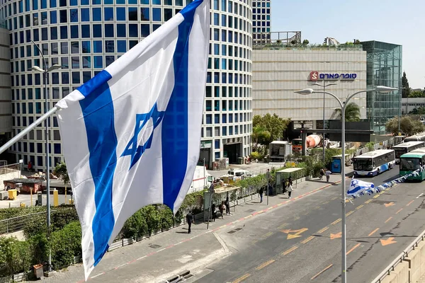 Tel Aviv Israel Mayo 2022 Bandera Israel Con Estrella David — Foto de Stock