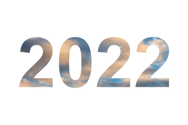 Vit Bakgrund Nummer 2022 Fylld Med Bild Grumlig Himmel Med — Stockfoto