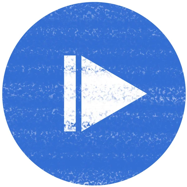 マルチメディアプレーヤーの現在の位置ボタンからの再生を表す青い円内の白い三角形のイラスト 色跡は筆致を模したもの — ストック写真