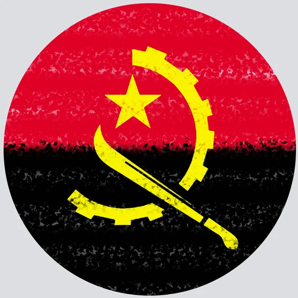 Ilustração Efeito Pincelada Bandeira Angola Forma Circular — Fotografia de Stock