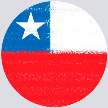 Şili bayrağının dairesel şekildeki fırça darbesi efektiyle illüstrasyon. Arkaplan açık gri.