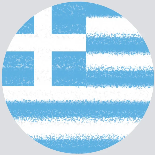 Yunanistan bayrağının dairesel biçimde fırça darbesi etkisine sahip bir resim. Arkaplan açık gri.