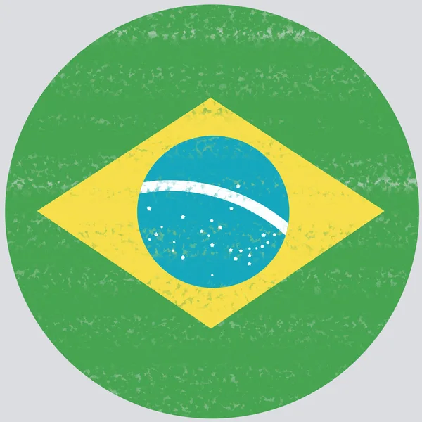 用圆形的巴西国旗的笔划效果来说明 背景是浅灰的 — 图库照片