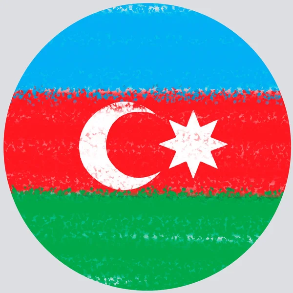 Illustratie Met Penseelstreek Effect Van Vlag Van Azerbeidzjan Ronde Vorm — Stockfoto